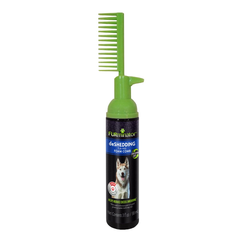 FURminator Tub-Free Deshedding Foam Shampoo Comb for Dogs, 3 oz