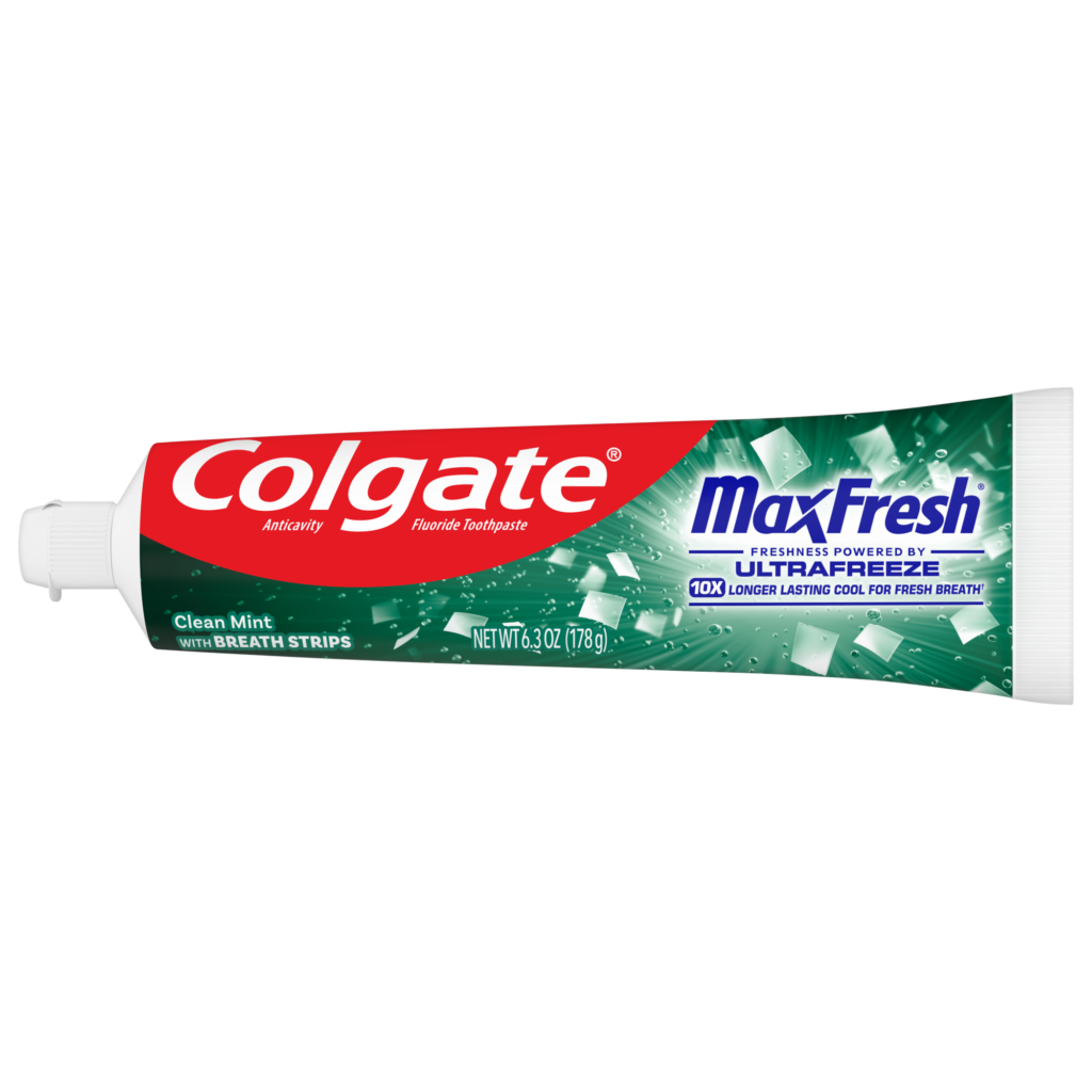 Colgate Max Fresh Toothpaste with Mini Breath Strips, Clean Mint Toothpaste for Bad Breath
